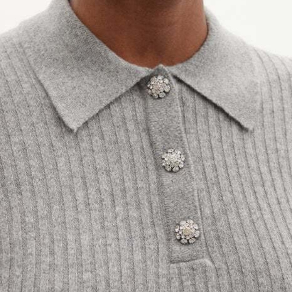 Ganni Gray Ribbed Sweater - Picture 3 of 11